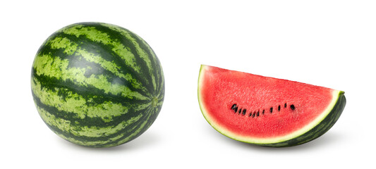 watermelon and sliced (half) isolated on white background, Watermelon macro studio photo