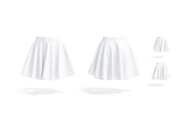 Blank white women mini skirt mockup, different views