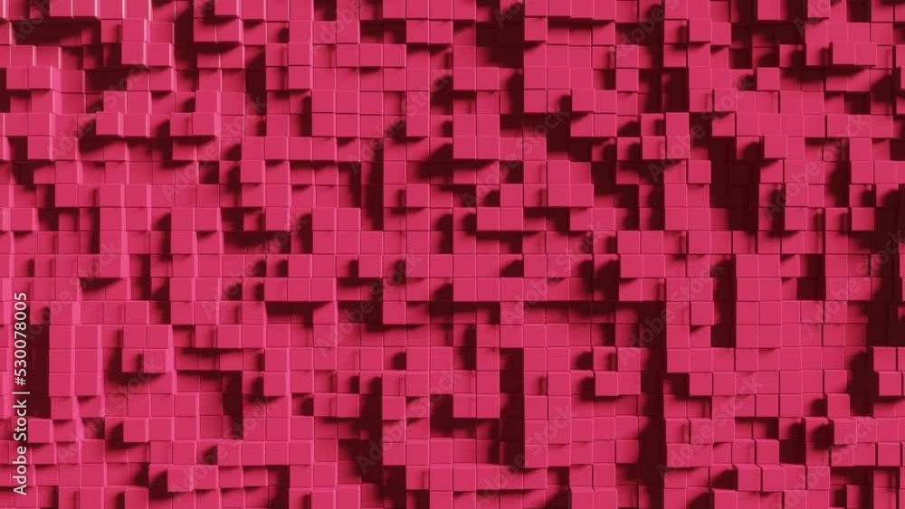 Aufkleber modern abstract animated construction with pink cubes. trendy 3d render seamless loop animation. end