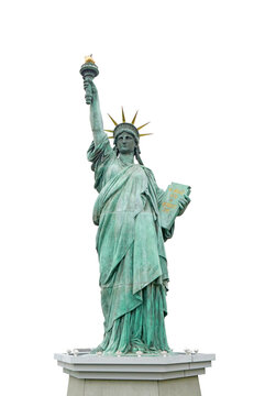 Vertical isolated Statue of Liberty in Odaiba Japan on transparent background