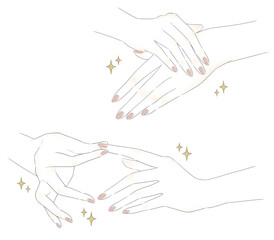 綺麗にハンドケアをしている手のイラスト