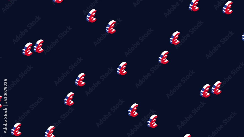 Poster abstract pattern with isometric symbols of european currency euro on a dark background. trendy seaml