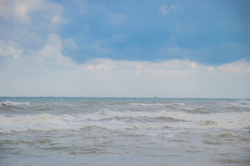 waves and cloudy sky on the sea beach