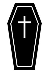 Obraz premium Coffin with cross icon. Halloween illustration. Halloween sticker