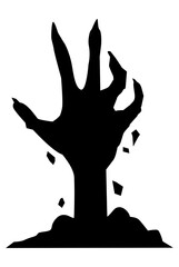 Zombie hand sticking out of the ground. Silhouette for Halloween decorations