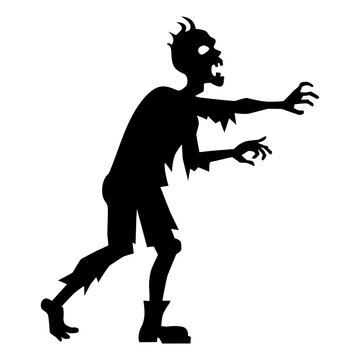 Walking zombie silhouette. Walking dead illustration for Halloween