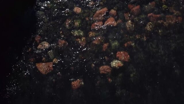 cinematic leaving above rocks drone footage 2.7k