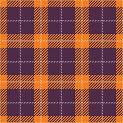 Fall violet plaid seamless pattern. Tartan autumn background. Vector illustration.