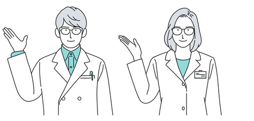 人物イラスト 薬剤師 男女 正面