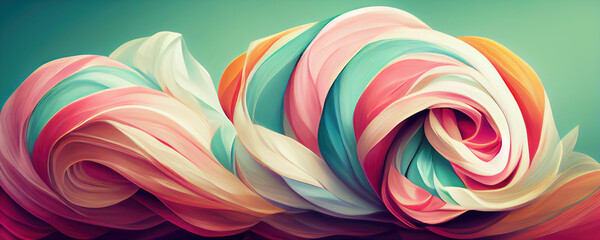 Fototapeta Decorative twirling pastell lines as wallpaper background header obraz