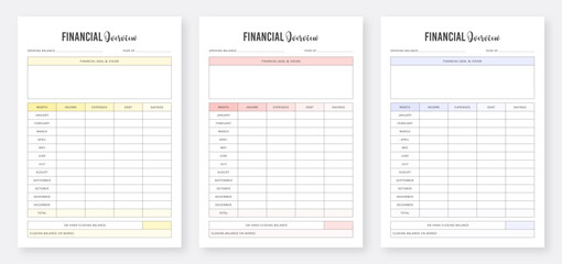 Financial Planner Design Templates. Yearly Financial Overview Planner. Business Planner Design. Planner Bundle Set.