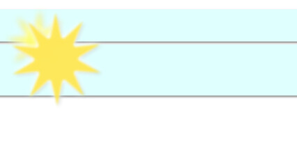 sole giallo brillante con bande orizzontali azzurre su sfondo trasparente