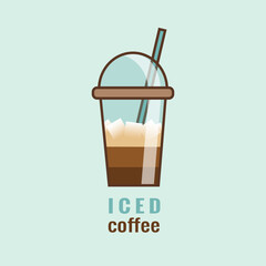 iced coffee in a transparent glass with a straw