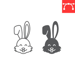 Rabbit line and glyph icon, new year and easter, bunny vector icon, vector graphics, editable stroke outline sign, eps 10.