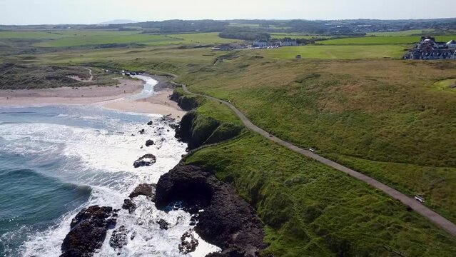 ocean coast northern ireland beach drone footage 2.7k