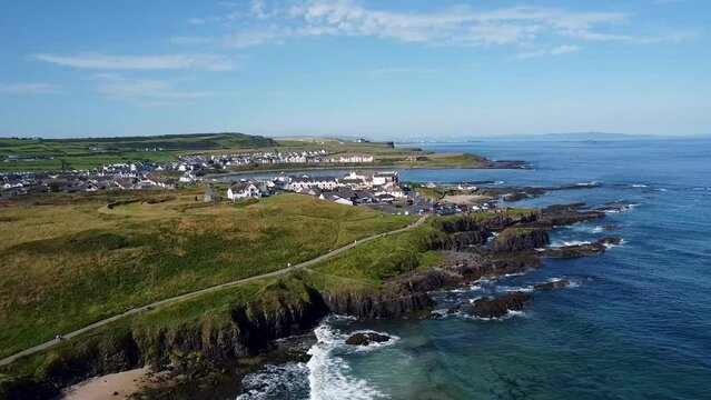 ocean coast northern ireland rocks drone footage 2.7k