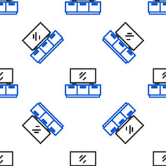 Line TV table stand icon isolated seamless pattern on white background. Colorful outline concept. Vector