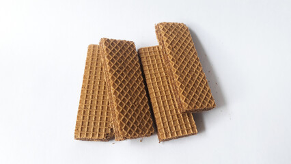 stack of chocolate wafers isolated on white background