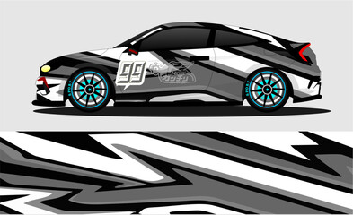 Obraz premium Car wrap design vector, truck and cargo van decal. Graphic abstract stripe racing background designs for vehicle, rally, race, adventure and car racing livery