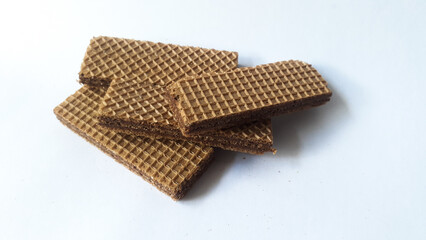 stack of chocolate wafers isolated on white background