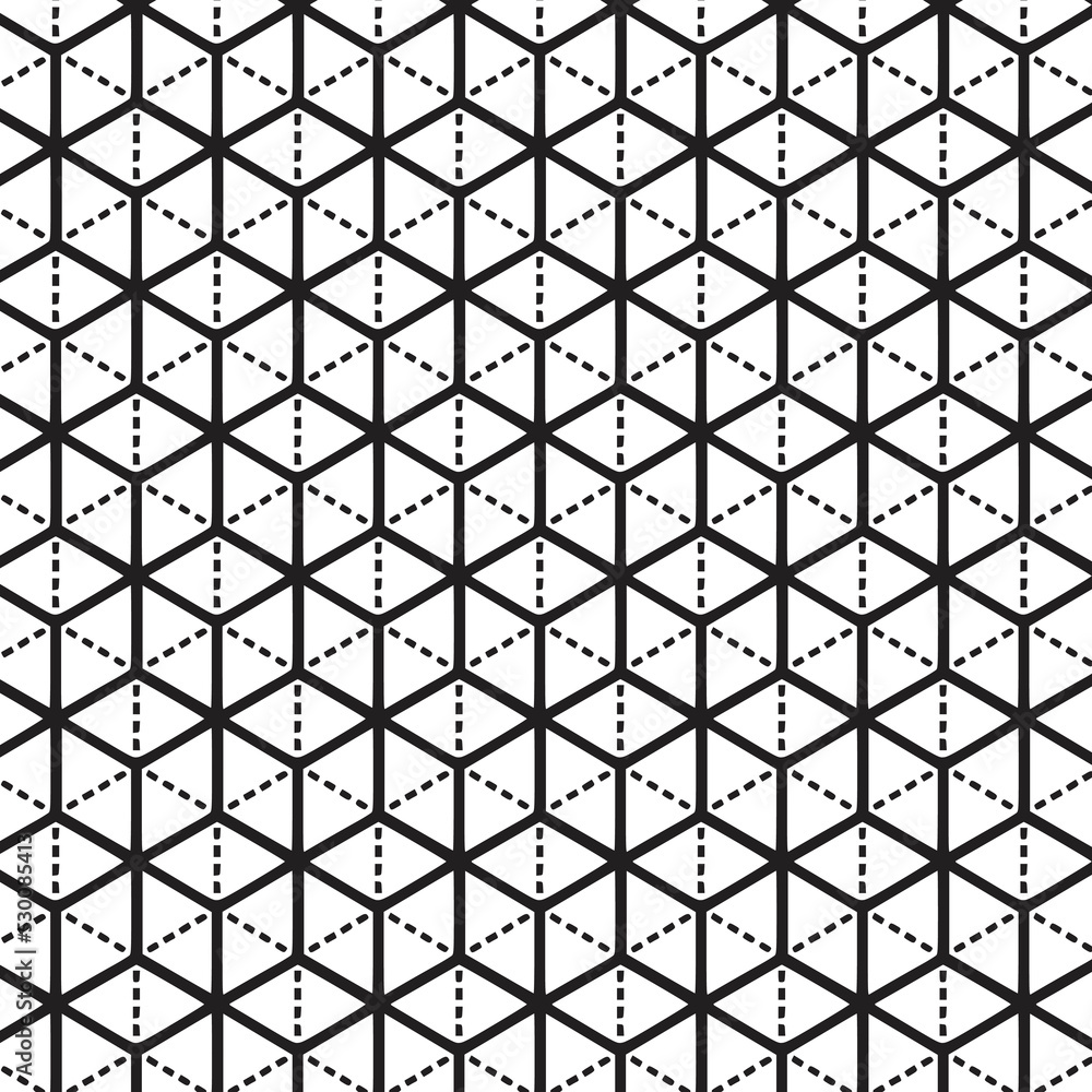 Poster seamless geometric pattern with cube icon