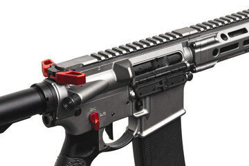 Modern automatic rifle isolated on white background. Weapons for police, special forces and the...