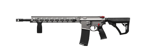 Modern automatic rifle isolated on white background. Weapons for police, special forces and the...