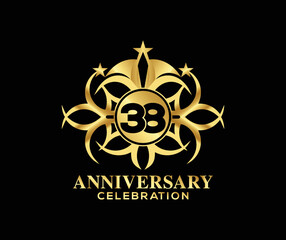38 Years Anniversary. Invitation card. Celebrating of, colorful shape decoration Logo with Luxury Design
