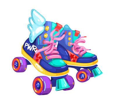 Roller skate girls cartoon colorful illustration 