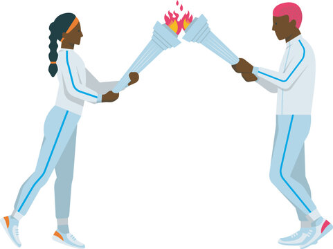 Illustration Of Torchbearer Passing The Torch