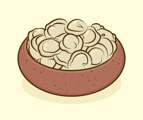 Homemade vector pelmeni dumplings detailed sign. Slavic cuisine menu element.