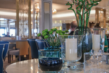 Elegant Art Deco interior design furnishing bar lounge area onboard ocean liner cruiseship cruise...