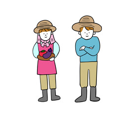 農家の男性と女性　イラスト