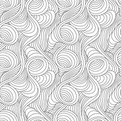Seamless vector pattern of swirling and smooth black lines isolated on a white background. Abstract seamless texture of flowing lines of spirals and swirls.