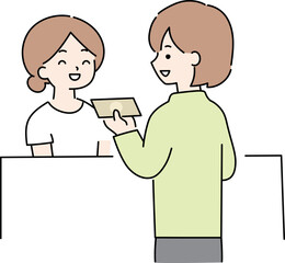 会計している女性のイラスト素材