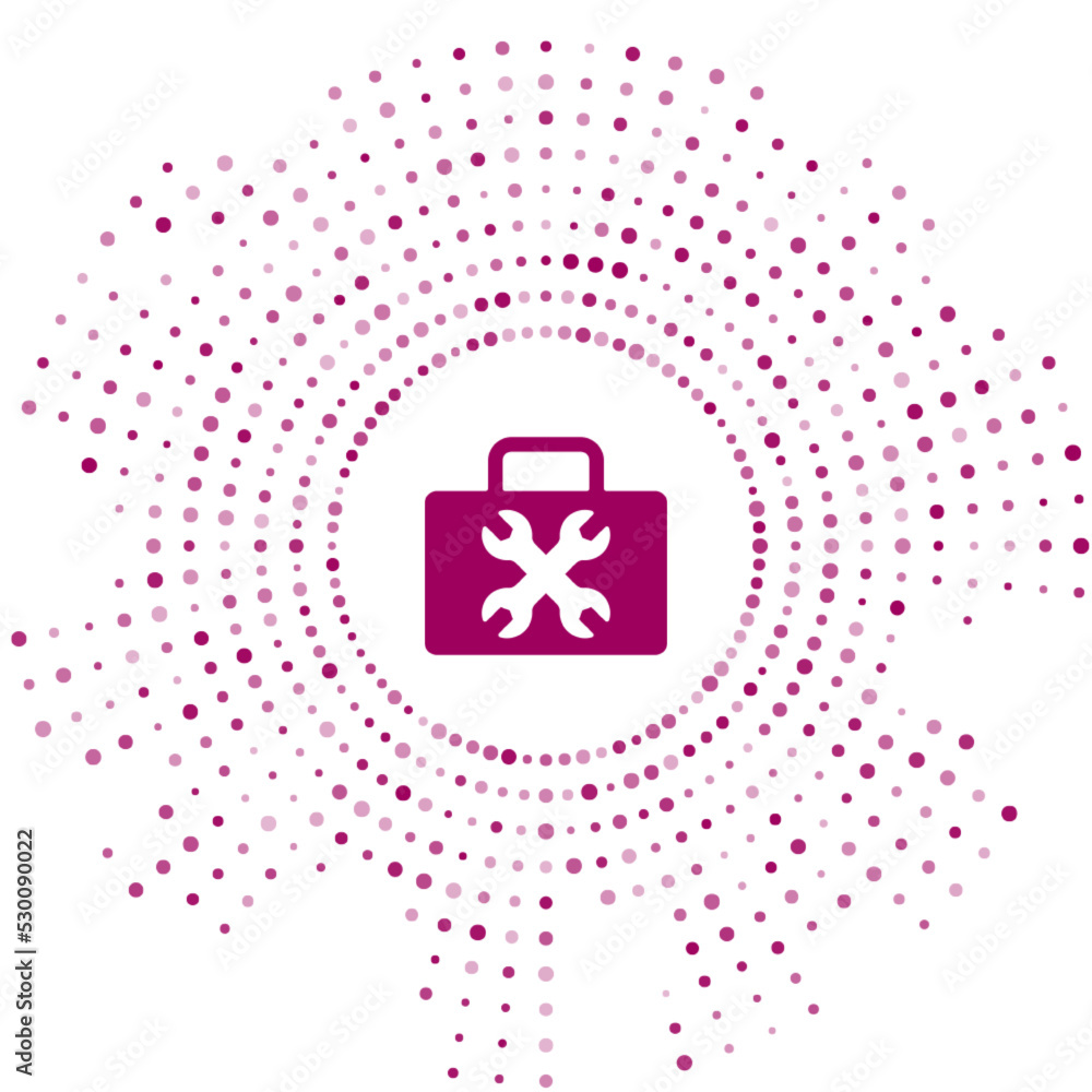 Poster purple toolbox icon isolated on white background. tool box sign. abstract circle random dots. vector