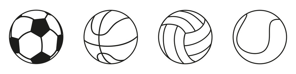 Obraz premium Sport balls set. Ball icons.Vector.