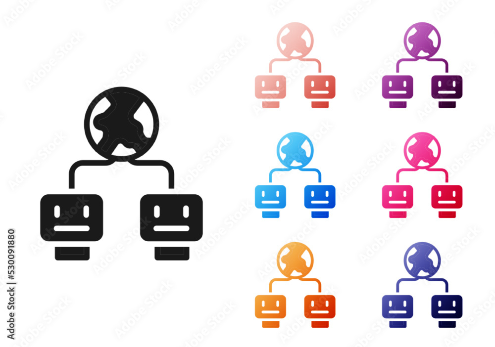 Poster black artificial intelligence icon isolated on white background. machine learning, cloud computing, 