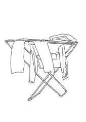 ironing board with clothes