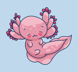 Axolotl in kawaii style, cute cartoon character
