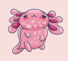 Axolotl in kawaii style, cute cartoon character
