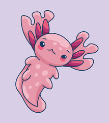 Axolotl in kawaii style, cute cartoon character
