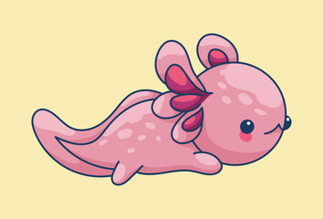 Axolotl in kawaii style, cute cartoon character
