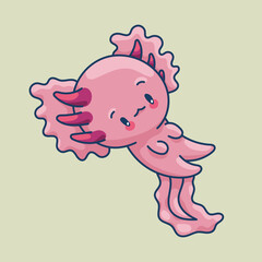 Axolotl in kawaii style, cute cartoon character
