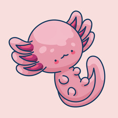 Axolotl in kawaii style, cute cartoon character

