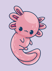 Axolotl in kawaii style, cute cartoon character
