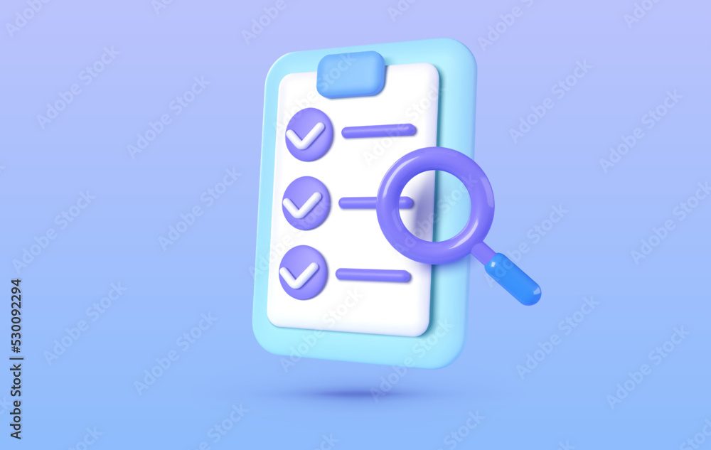 Poster document 3d, great design for any purposes. 3d check list icon. business vector icon. 3d vector rend