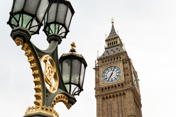 Fototapeta na wymiar Big Ben in London UK England tower and light pole