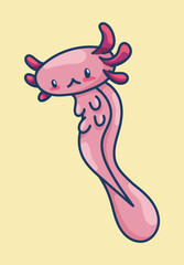 Axolotl in kawaii style, cute cartoon character
