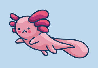 Axolotl in kawaii style, cute cartoon character
